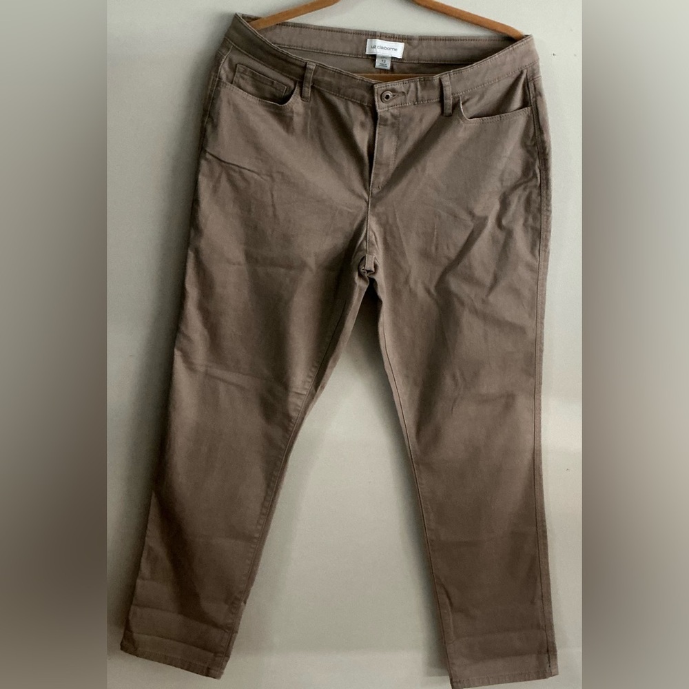 Liz Claiborne CITY Trousers - 12 Reg Taupe/Olive